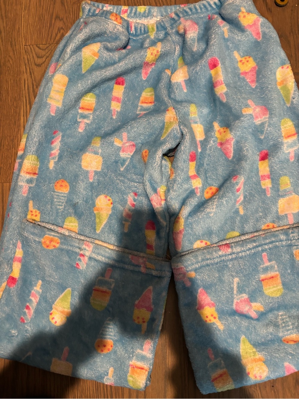 Icecream Light Blue Fleece Pajama Bottoms with Multicolor Ice Cream Print
